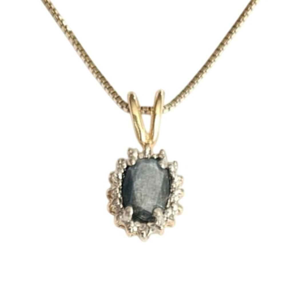 Vermeil Sterling & Midnight Blue Natural Sapphire Pendant Necklace